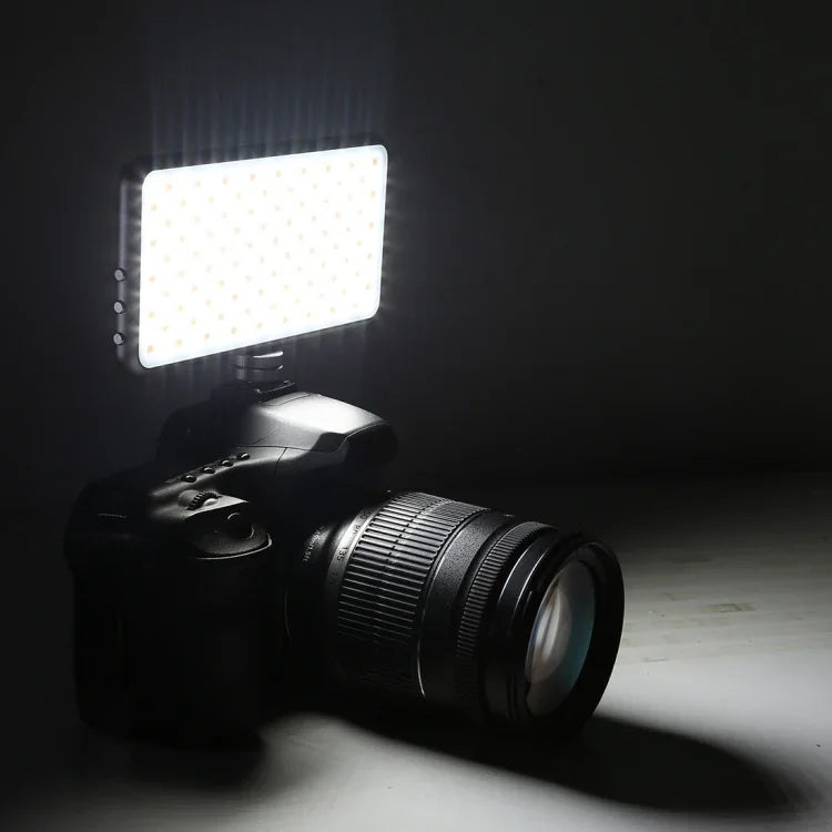 LED011S Pocket 180 LEDs Luz Profissional para Vlogging, Fotografia, Vídeo e Estúdio Fotográfico com Ecrã OLED e Adaptador de Sapata Fria para Câmaras DSLR Canon / Nikon, 180 LED