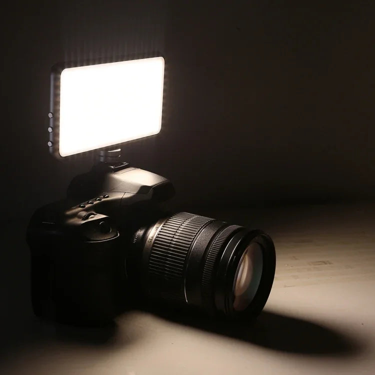 LED011S Pocket 180 LEDs Luz Profissional para Vlogging, Fotografia, Vídeo e Estúdio Fotográfico com Ecrã OLED e Adaptador de Sapata Fria para Câmaras DSLR Canon / Nikon, 180 LED