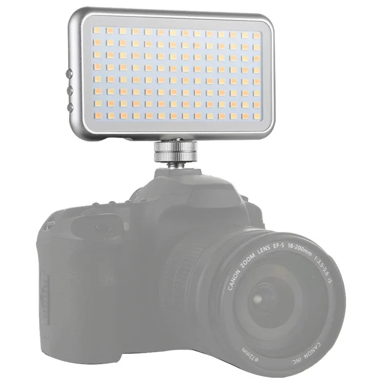 LED-013 Pocket 112 LEDs Luz Profissional para Vlogging, Fotografia, Vídeo e Estúdio Fotográfico com Ecrã OLED e Adaptador de Sapata Fria para Câmaras DSLR Canon / Nikon, 112 LED