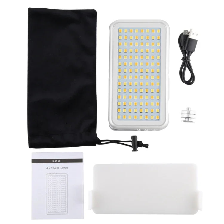 LED-013 Pocket 112 LEDs Luz Profissional para Vlogging, Fotografia, Vídeo e Estúdio Fotográfico com Ecrã OLED e Adaptador de Sapata Fria para Câmaras DSLR Canon / Nikon, 112 LED