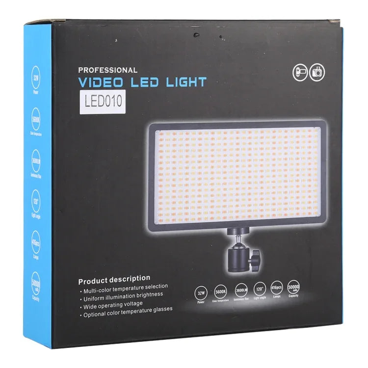 LED01 416 LEDs 3600LM Luz Profissional para Vlogging, Fotografia, Vídeo e Estúdio Fotográfico para Câmaras DSLR Canon / Nikon, 416 LED