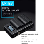 Carregador Digital LCD para Bateria LP-E6 de Câmara SLR Digital para Série Canon, LP-E6