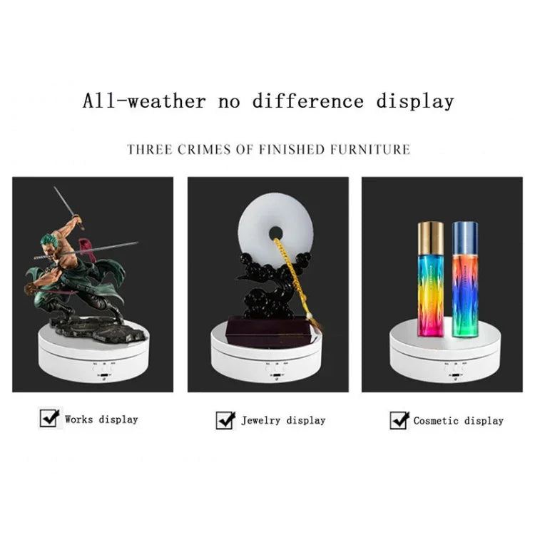 Suporte Giratório Inteligente USB de 13,8cm para Carregamento, Rotação de 360 Graus, Plataforma para Vídeo e Fotografia, Capacidade 3kg