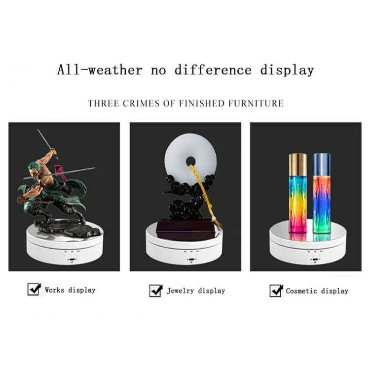 Suporte Giratório Inteligente USB de 13,8cm Estilo Espelho para Carregamento, Rotação de 360 Graus, Plataforma para Vídeo e Fotografia, Capacidade 3kg, Espelho de 13,8cm / Alimentado por USB(W)