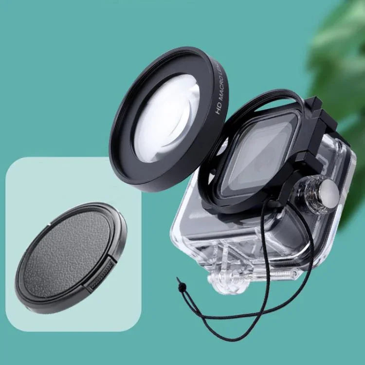 RUIGPRO para GoPro HERO8 Lente Macro 16X Profissional 58mm Filtro para Caixa de Mergulho + Caixa Subaquática com Anel Adaptador de Filtro e Tampa de Lente