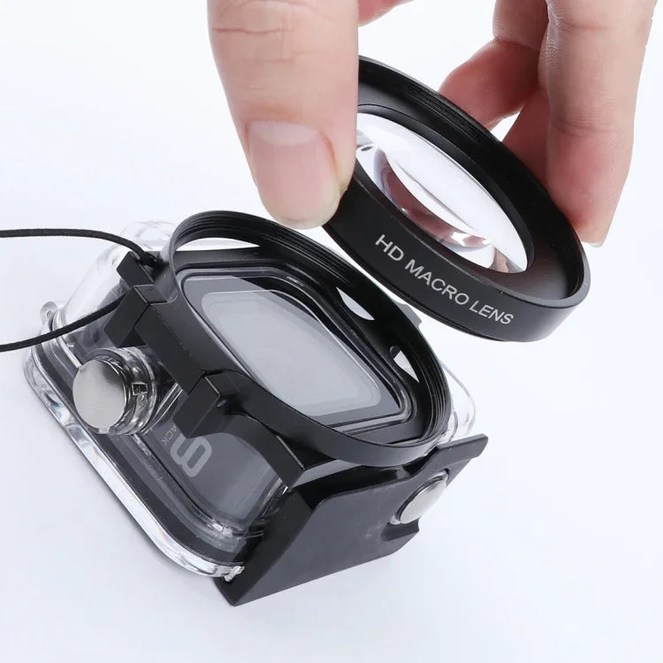 RUIGPRO para GoPro HERO8 Lente Macro 16X Profissional 58mm Filtro para Caixa de Mergulho + Caixa Subaquática com Anel Adaptador de Filtro e Tampa de Lente