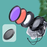 RUIGPRO para GoPro HERO8 Lente Macro 58mm 16X + Filtro de Mergulho Vermelho/Roxo + Kits de Caixa Impermeável com Anel Adaptador de Filtro e Tampa de Lente