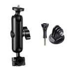 Suporte de Montagem para Espelho Retrovisor de Motociclo com Haste de Ligação 9cm e Cabeça de Bola 20mm com Adaptador de Tripé e Parafuso para GoPro, Insta360, DJI e Outras Câmaras de Ação, Suporte com Haste de Ligação 9cm