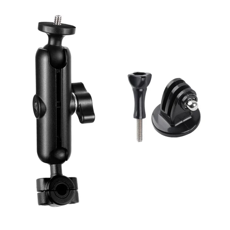Suporte de Montagem para Espelho Retrovisor de Motociclo com Haste de Ligação 9cm e Cabeça de Bola 20mm com Adaptador de Tripé e Parafuso para GoPro, Insta360, DJI e Outras Câmaras de Ação, Suporte com Haste de Ligação 9cm