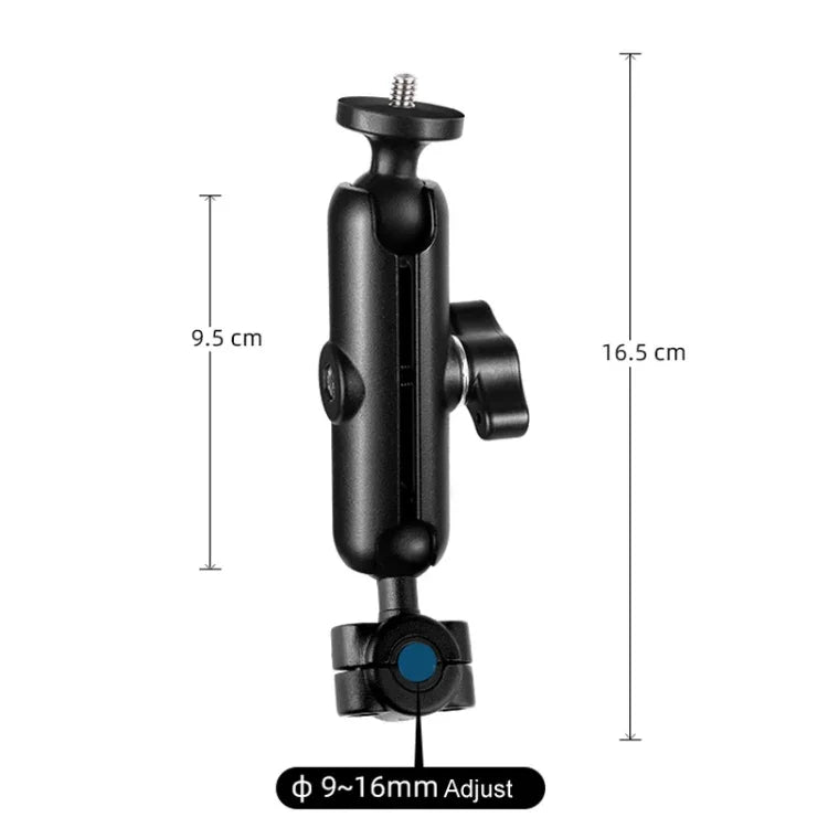 Suporte de Montagem para Espelho Retrovisor de Motociclo com Haste de Ligação 9cm e Cabeça de Bola 20mm com Adaptador de Tripé e Parafuso para GoPro, Insta360, DJI e Outras Câmaras de Ação, Suporte com Haste de Ligação 9cm