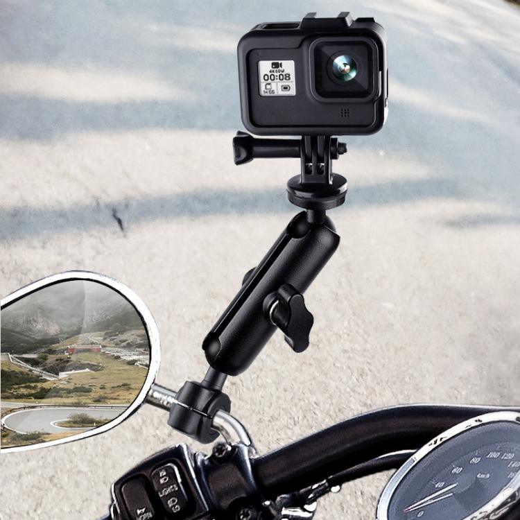 Suporte de Montagem para Guiador de Motociclo com Haste de Ligação 9cm e Cabeça de Bola 20mm com Adaptador de Tripé e Parafuso para GoPro, Insta360, DJI e Outras Câmaras de Ação, Suporte com Haste de Ligação 9,5cm