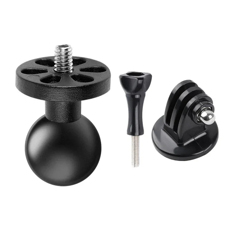 Suporte de Montagem Fixo para Motociclo com Parafuso de 1/4 polegada e Cabeça Esférica de 25mm com Adaptador de Tripé e Parafuso para GoPro, Insta360, DJI e Outras Câmaras de Ação, Parafuso de 1/4 polegada com Cabeça Esférica de 25mm