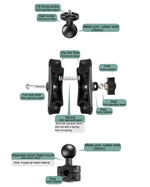 Suporte de Montagem para Motociclo com Haste de Ligação 6cm para GoPro, Insta360, DJI e Outras Câmaras de Ação, Haste de Ligação 6cm