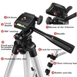 Tripé para Transmissão ao Vivo 3120 com Pernas Dobráveis em 4 Secções, Liga de Alumínio, Cabeça Tridimensional em U para Câmaras DSLR e Digitais, Altura Ajustável: 34-103cm, 3120 Prateado, 3120 Preto