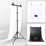 Kit de Suporte para Fundo de Estúdio Fotográfico em Forma de T 70x200cm com Fundos em PVC Preto / Branco 70x140cm, 70x200cm com Fundos