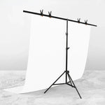 Kit de Suporte para Fundo de Estúdio Fotográfico em Forma de T 200x200cm com Barra Transversal e Grampos, Sem Fundo, 200x200cm