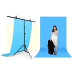 Kit de Suporte para Fundo de Estúdio Fotográfico em Forma de T 200x200cm com Barra Transversal e Grampos, Sem Fundo, 200x200cm