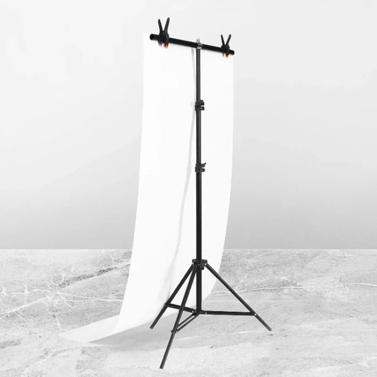 Kit de Suporte para Fundo Fotográfico em T 70x200cm com Barra Transversal e Presilhas, Sem Fundo, 70x200cm