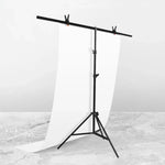 Kit de Suporte para Fundo de Estúdio Fotográfico em Forma de T 150x200cm com Barra Transversal e Presilhas, Sem Fundo, 150x200cm