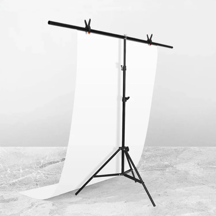 Kit de Suporte para Fundo de Estúdio Fotográfico em Forma de T 150x200cm com Barra Transversal e Presilhas, Sem Fundo, 150x200cm