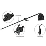 Softbox de Luz Única 50x70cm + Tripé de Iluminação Fotográfica 2m + Suporte de Barra Transversal para Braço + Conjunto de Luz de Flash de Estúdio