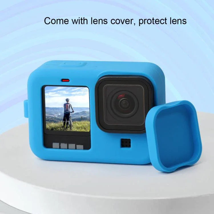 Capa Protetora de Silicone para GoPro HERO10 Black / HERO9 Black com Alça de Pulso e Tampa para Lente, Para GoPro HERO10 Black