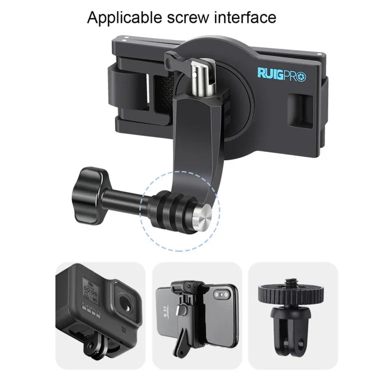 Suporte de Correia de Liberação Rápida Rotativo 360 Graus RUIGPRO para Ombro e Mochila para GoPro, Insta360, DJI e Outras Câmaras de Ação