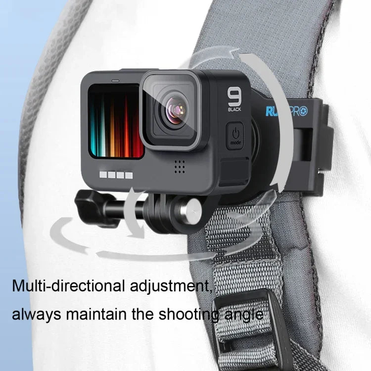 Suporte de Correia de Liberação Rápida Rotativo 360 Graus RUIGPRO para Ombro e Mochila para GoPro, Insta360, DJI e Outras Câmaras de Ação