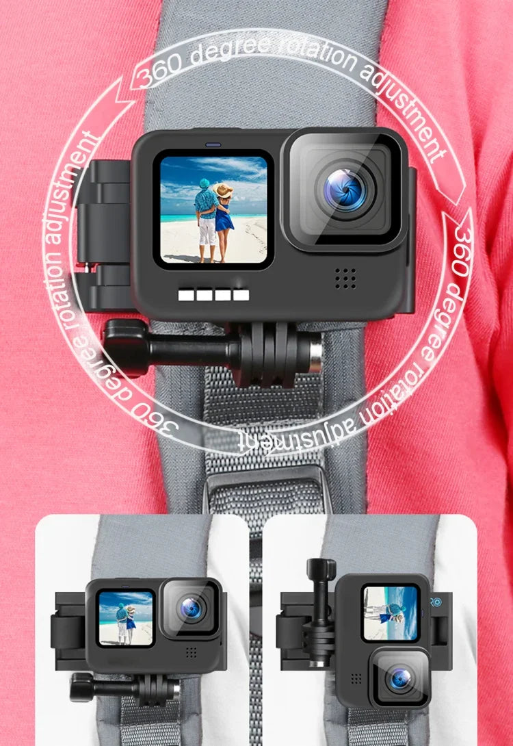 Suporte de Correia de Liberação Rápida Rotativo 360 Graus RUIGPRO para Ombro e Mochila para GoPro, Insta360, DJI e Outras Câmaras de Ação