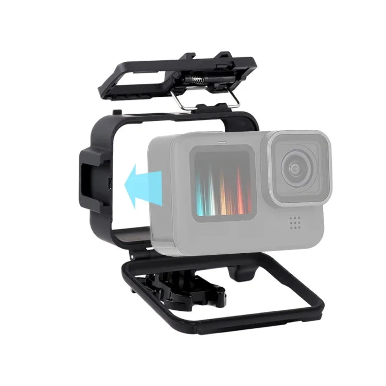 Capa Protetora com Suporte de Moldura de Plástico para GoPro HERO10 Black / HERO9 Black com Fivela Base e Parafuso Longo, Moldura de Plástico