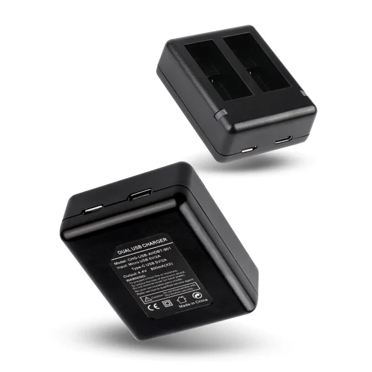 Carregador USB para Duas Baterias com Cabo e Luz Indicadora para GoPro HERO9 Black / HERO10 Black / HERO11 Black / HERO12 Black, Para GoPro HERO9 Black