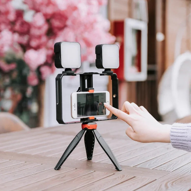 Kit de Tripé e Suporte de Plástico YELANGU PC203 YLG1801C para Vlogging, Transmissão em Direto, Luz LED Selfie, Suporte Estabilizador para Smartphone