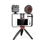 Kit de Suporte com Microfone e Tripé YELANGU PC204 YLG1801D para Vlogging, Transmissão em Direto, Luz LED Selfie, Suporte Estabilizador para Smartphone