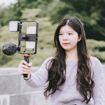 Kit de Suporte com Microfone e Tripé YELANGU PC204 YLG1801D para Vlogging, Transmissão em Direto, Luz LED Selfie, Suporte Estabilizador para Smartphone
