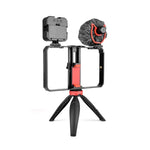 Kit de Suporte com Microfone e Tripé YELANGU PC204 YLG1801D para Vlogging, Transmissão em Direto, Luz LED Selfie, Suporte Estabilizador para Smartphone