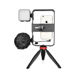 Kit de Suporte com Microfone e Tripé YELANGU PC204 YLG1801D para Vlogging, Transmissão em Direto, Luz LED Selfie, Suporte Estabilizador para Smartphone