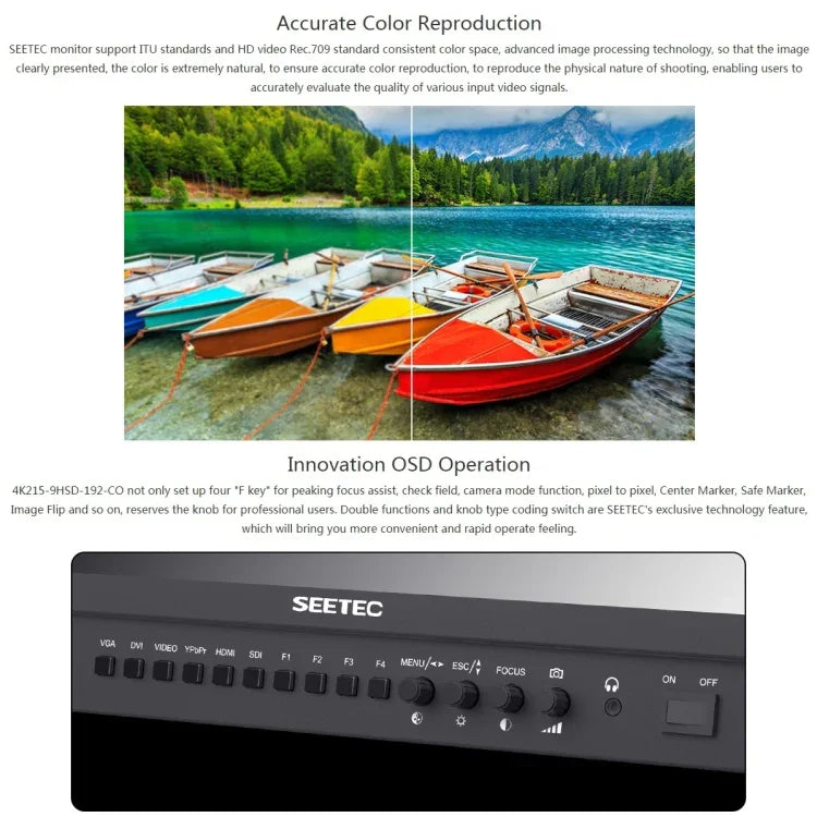 Monitor de Campo de Câmara SEETEC 4K215-9HSD-CO 1920x1080 21.5 polegadas SDI / HDMI Full HD Director Box, 4K215-9HSD-CO