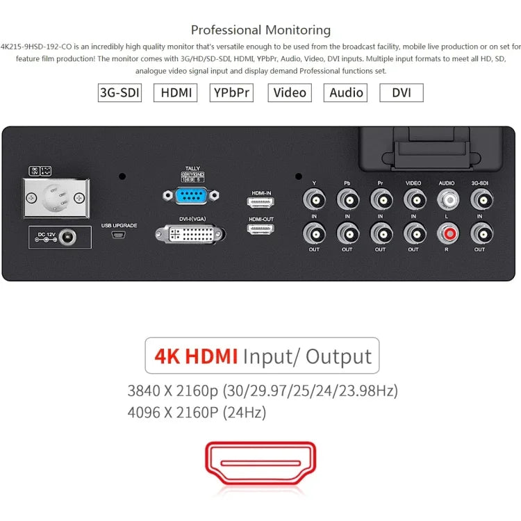 Monitor de Campo de Câmara SEETEC 4K215-9HSD-CO 1920x1080 21.5 polegadas SDI / HDMI Full HD Director Box, 4K215-9HSD-CO
