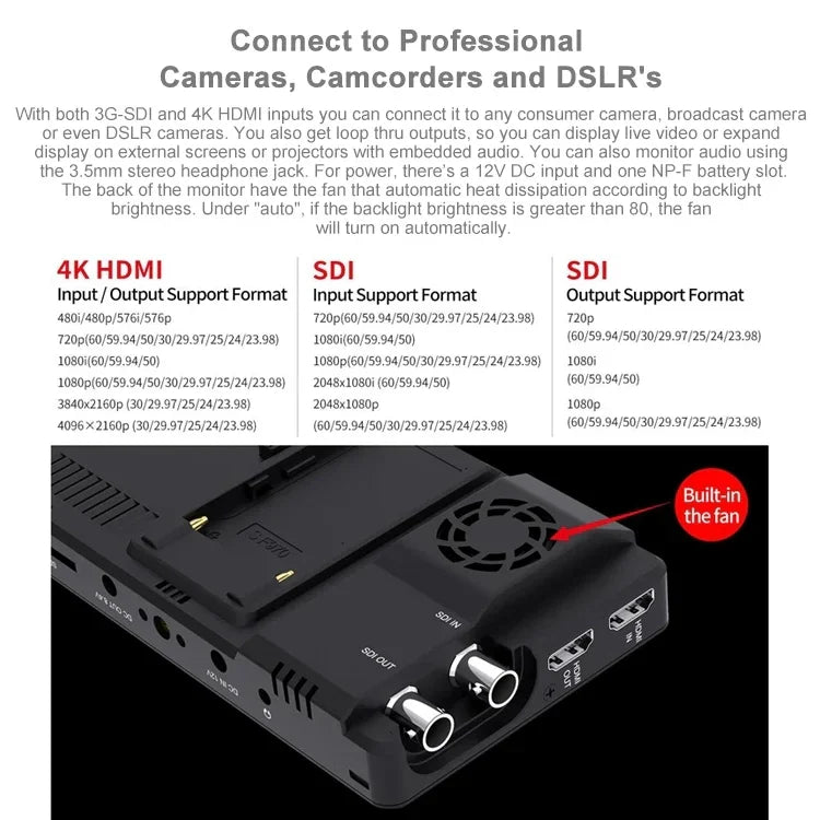 Monitor de Campo FEELWORLD LUT6S 1920x1080 2600 nits 6 polegadas IPS HDMI 4K Ecrã Tátil SDI HDI para Câmara, LUT6S