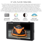Monitor de Campo FEELWORLD LUT6S 1920x1080 2600 nits 6 polegadas IPS HDMI 4K Ecrã Tátil SDI HDI para Câmara, LUT6S