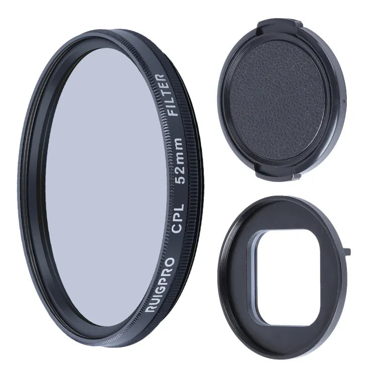 RUIGPRO Filtro de Lente CPL Profissional 52mm para GoPro HERO10 Black / HERO9 Black com Anel Adaptador e Tampa de Lente