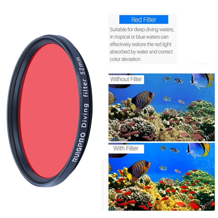 RUIGPRO para GoPro HERO10 Black / HERO9 Black Filtro de Lente Profissional 52mm 10 em 1 UV+ND2+ND4+ND8+Star 8+ +CPL+Amarelo/Vermelho/Roxo+Lente de Aproximação 10X com Anel Adaptador de Filtro e Tampa de Lente