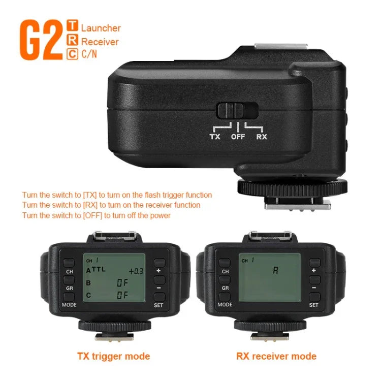 Disparador Flash Sem Fios TRIOPO G2 2.4G Receptor/Transmissor TTL de Alta Velocidade para Câmara Nikon, G2 para Câmara Nikon