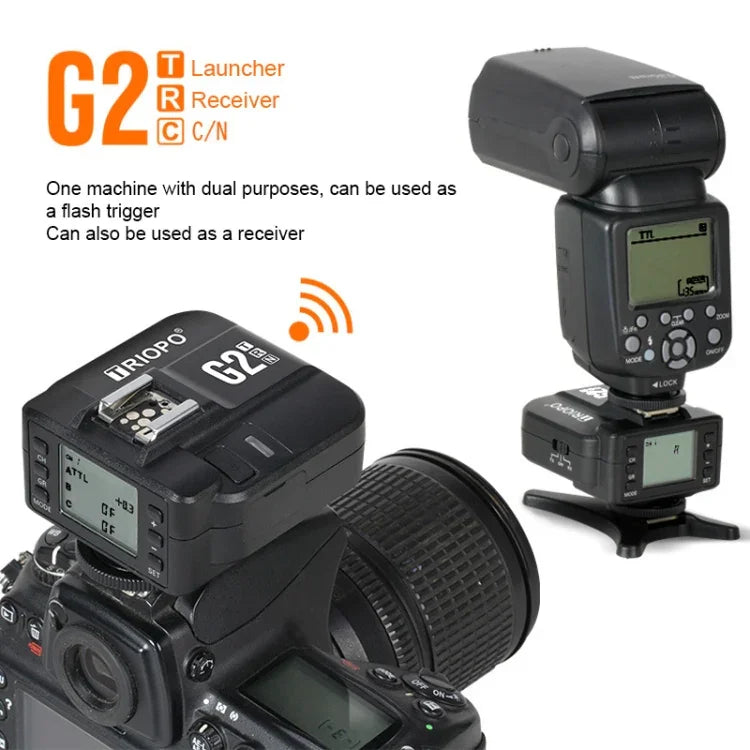 Disparador Flash Sem Fios TRIOPO G2 2.4G Receptor/Transmissor TTL de Alta Velocidade para Câmara Nikon, G2 para Câmara Nikon
