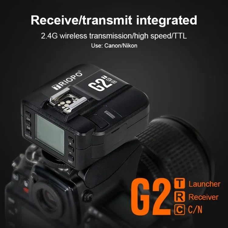 Disparador Flash Sem Fios TRIOPO G2 2.4G Receptor/Transmissor TTL de Alta Velocidade para Câmara Nikon, G2 para Câmara Nikon