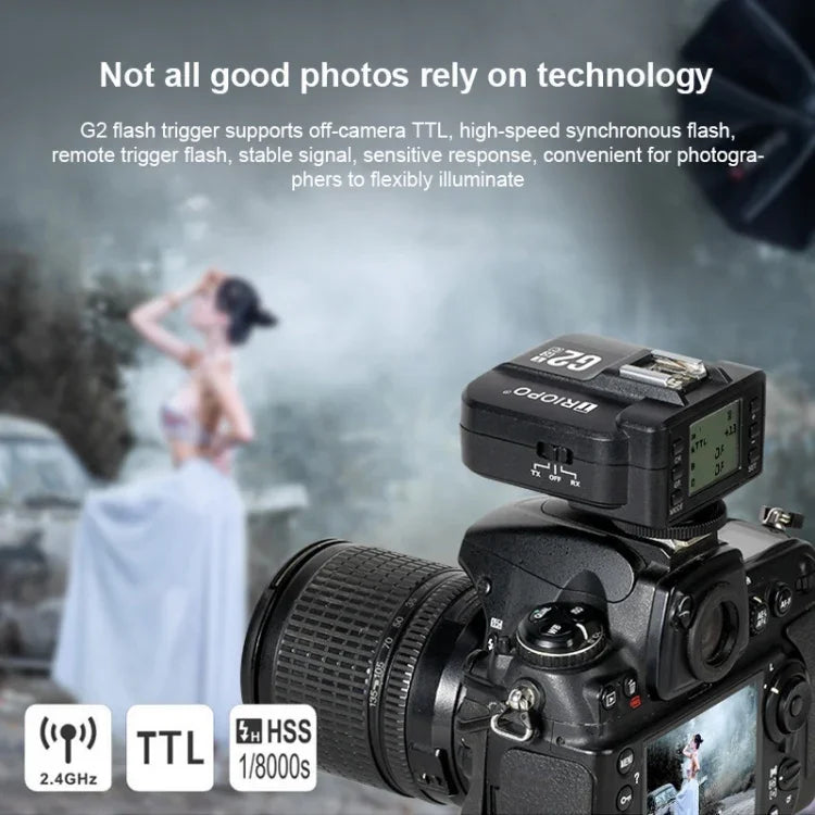 Disparador Flash Sem Fios TRIOPO G2 2.4G Receptor/Transmissor TTL de Alta Velocidade para Câmara Nikon, G2 para Câmara Nikon