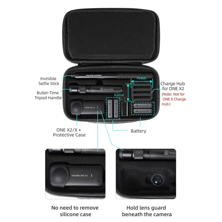 Bolsa de Armazenamento Sunnylife IST-B193 para Insta360 ONE X2 / X, Para Insta360 ONE X2 / X