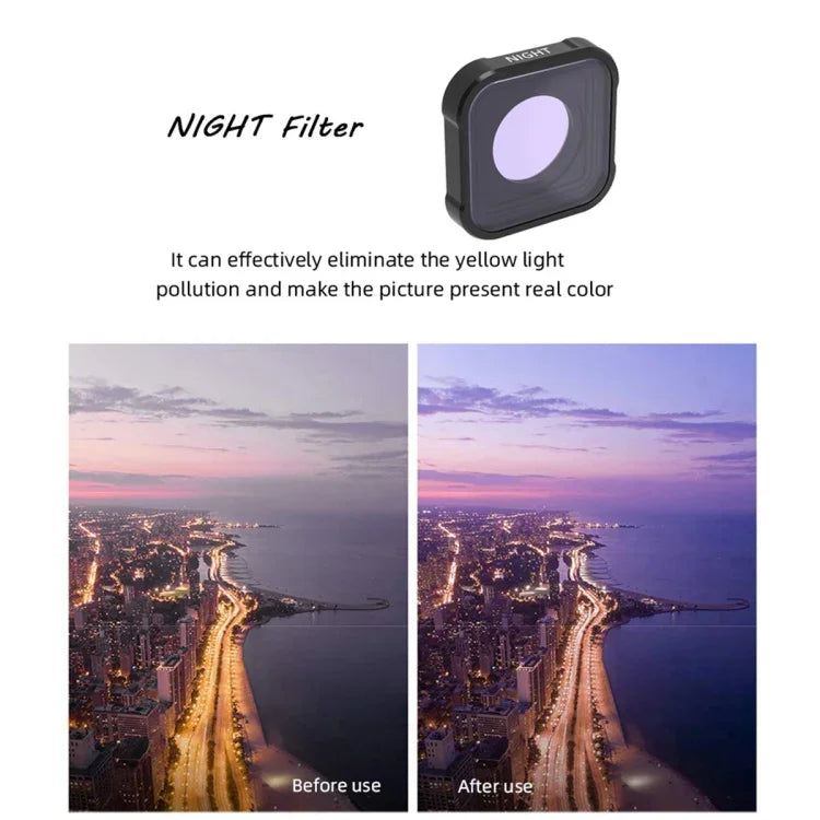 Filtro de Lente para Redução de Poluição Luminosa Noturna Série JSR KB para GoPro HERO13 Black /12 Black /11 Black /10 Black /9 Black, NIGHT