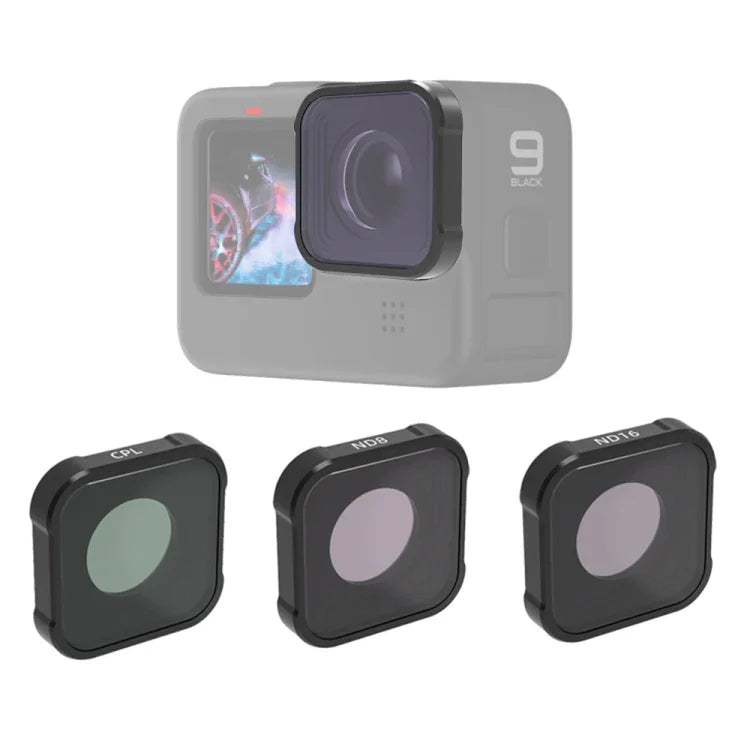 Filtro CPL+ND8+ND16 Série JSR KB para GoPro HERO13 Black /12 Black /11 Black /10 Black /9 Black, 3 em 1