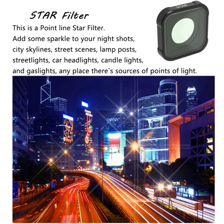 Filtro STAR+CPL+NIGHT+ND8+ND16+ND32 Série JSR KB para GoPro HERO13 Black /12 Black /11 Black /10 Black /9 Black, 6 em 1